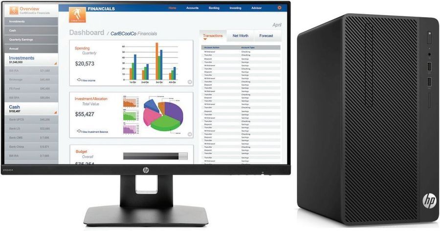 Комплект HP 290 G1 MT i3 7100 (3.9)/4Gb/500Gb 7.2k/HDG630/DVDRW/CR/Windows 10 Single Language 64/GbitEth/180W/клавиатура/мышь/черный/монитор в комплекте 23.8" VH240a 1920x1080