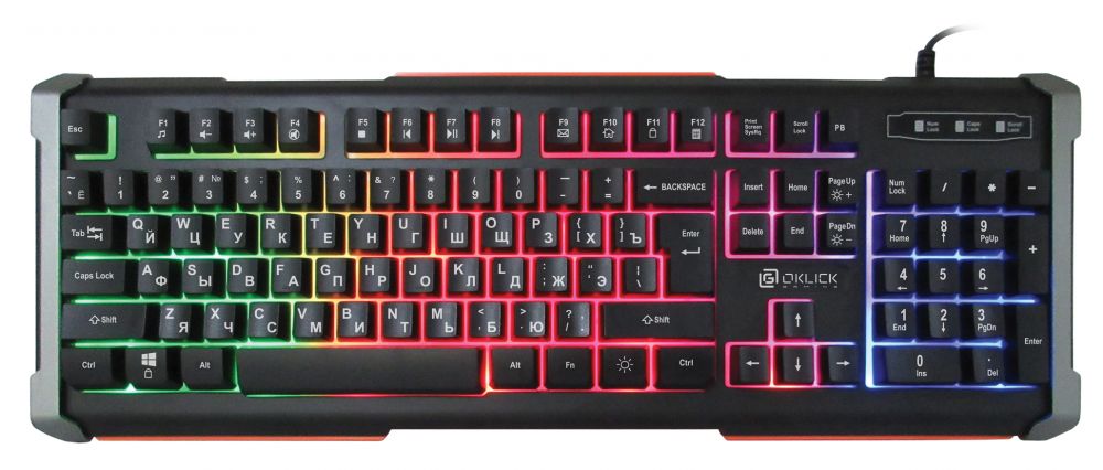 Клавиатура Oklick 710G BLACK DEATH черный/серый USB Multimedia Gamer LED