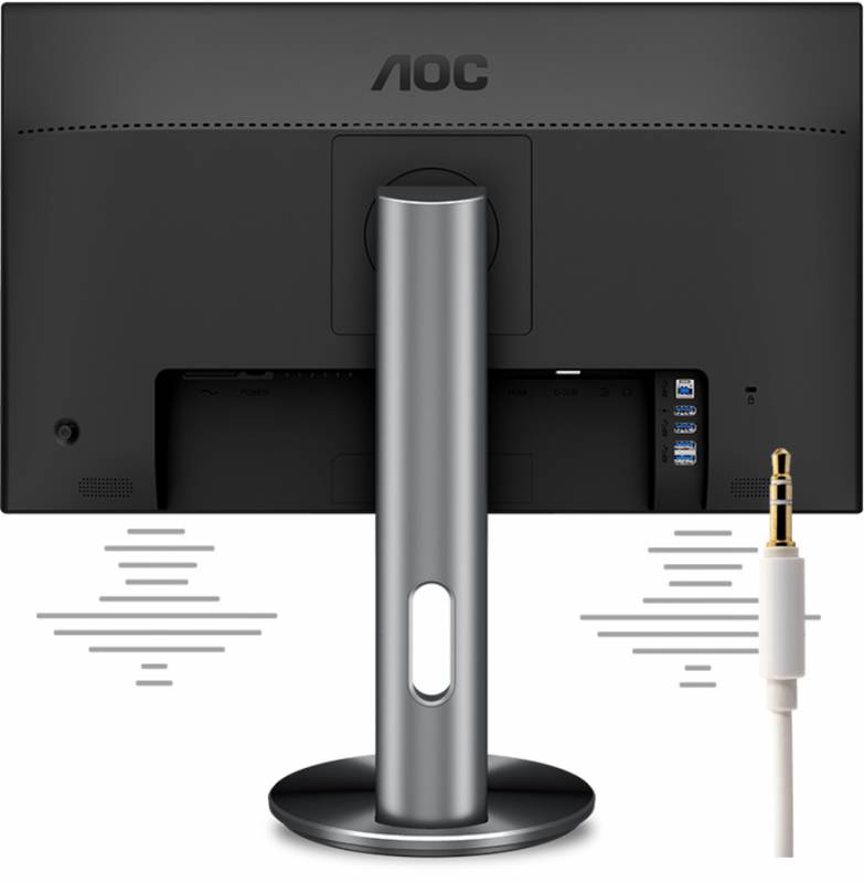 Монитор AOC 23.8" Professional I2490PXQU/BT(00/01) темно-серый IPS LED 4ms 16:9 HDMI M/M матовая HAS Pivot 1000:1 250cd 178гр/178гр 1920x1080 D-Sub DisplayPort FHD USB 5.53кг