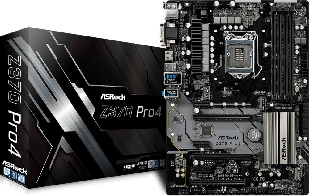 Материнская плата Asrock Z370 PRO4 Soc-1151v2 Intel Z370 4xDDR4 ATX AC`97 8ch(7.1) GbLAN RAID+VGA+DVI+HDMI