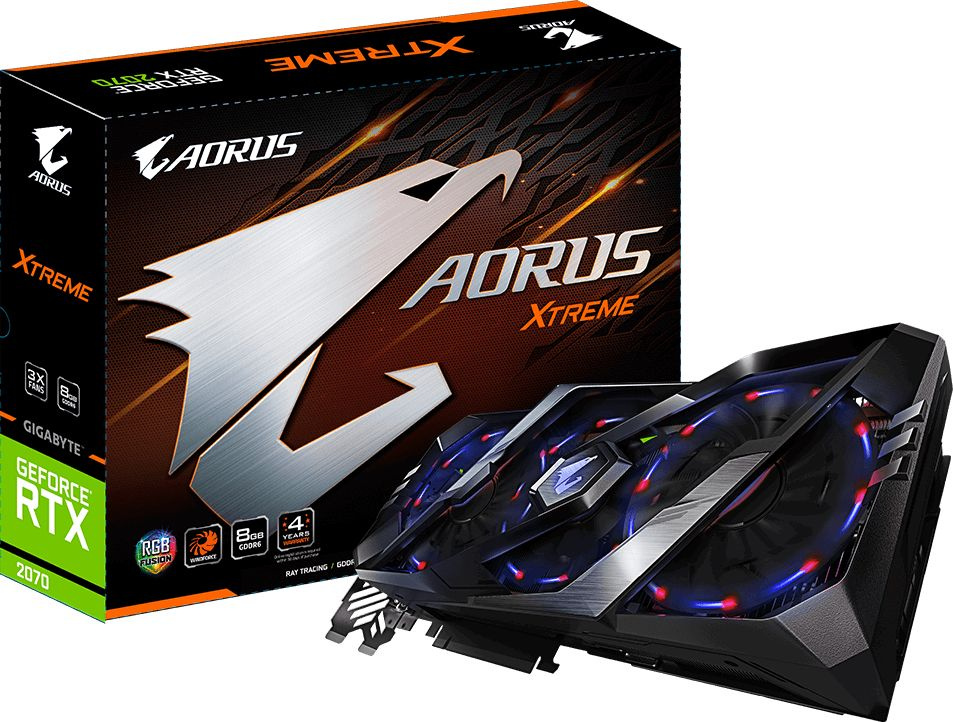 Видеокарта Gigabyte PCI-E GV-N2070AORUS X-8GC nVidia GeForce RTX 2070 8192Mb 256bit GDDR6 1620/14142/HDMIx1/DPx3/Type-Cx1/HDCP Ret