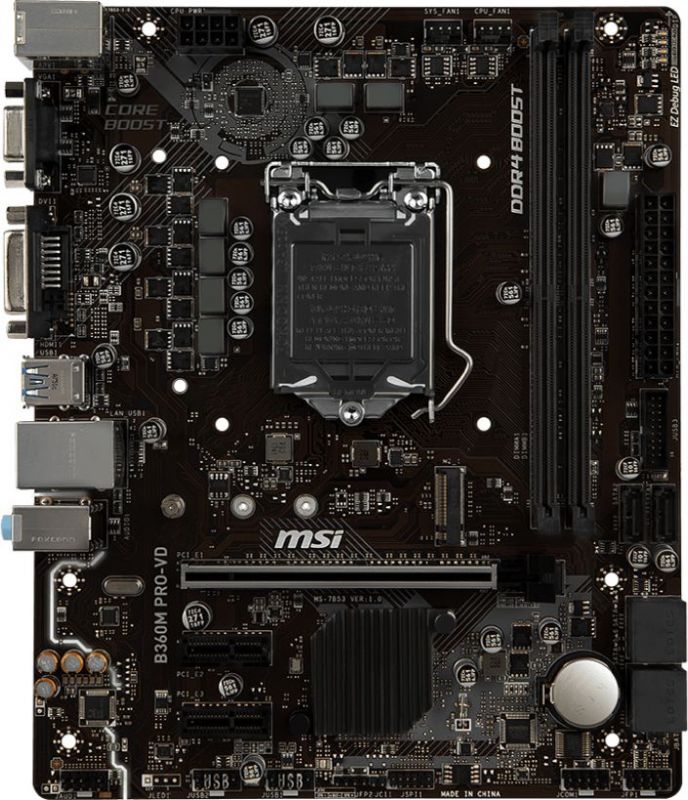 Материнская плата MSI B360M PRO-VD Soc-1151v2 Intel B360 2xDDR4 mATX AC`97 8ch(7.1) GbLAN+VGA+DVI
