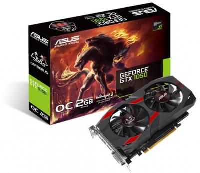 Видеокарта Asus PCI-E CERBERUS-GTX1050-O2G nVidia GeForce GTX 1050 2048Mb 128bit GDDR5 1404/7008 DVIx1/HDMIx1/DPx1/HDCP Ret