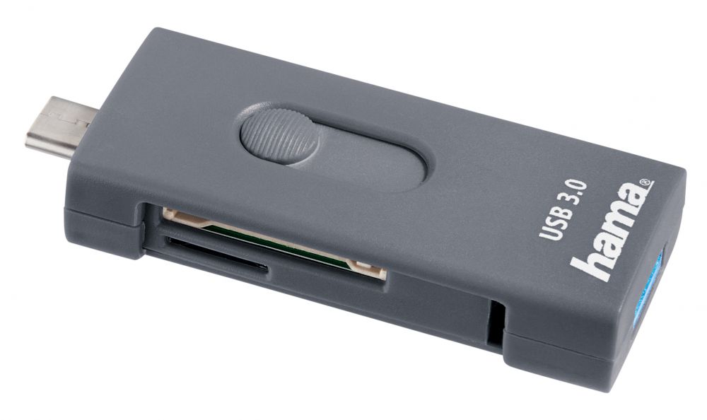 Устройство чтения карт памяти USB 2.0/Type C/OTG Hama 00135753 серый