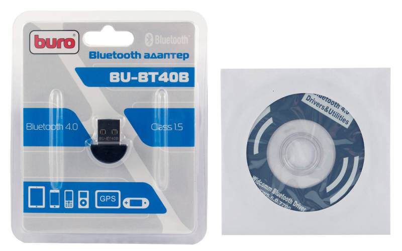 Адаптер USB Buro BU-BT40B Bluetooth 4.0+EDR class 1.5 20м черный