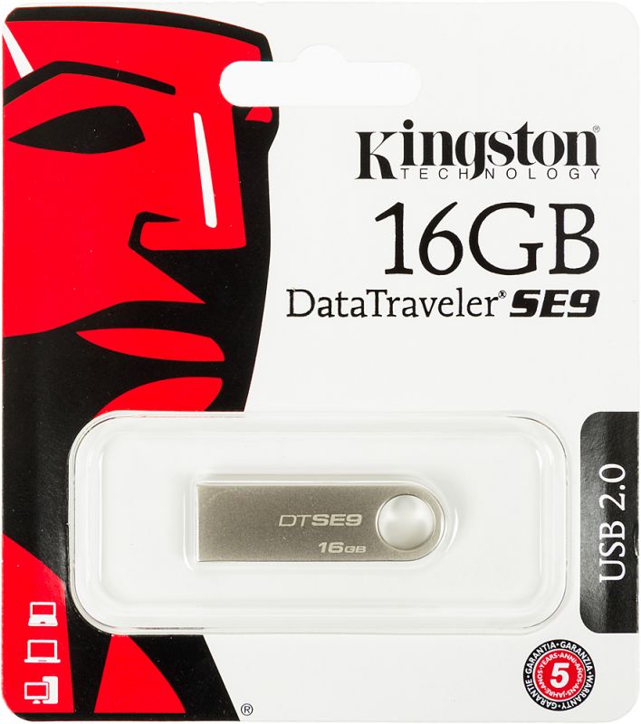 Флеш Диск Kingston 16Gb DataTraveler SE9 DTSE9H/16GB USB2.0 серебристый