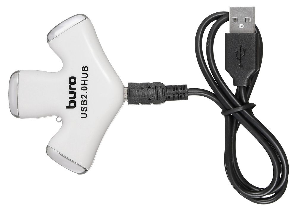 Разветвитель USB 2.0 Buro BU-HUB3-0.5-U2.0-Paw 3порт. белый