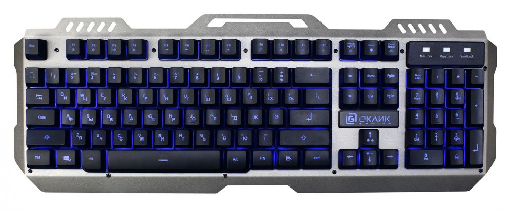 Клавиатура Oklick 790G IRON FORCE темно-серый/черный USB Multimedia LED